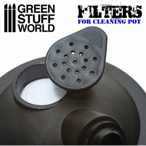 Airbrush cleaning pot filters