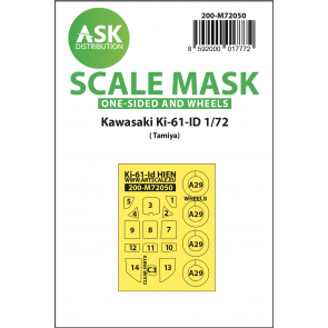 1/72 Kawasaki Ki-61-ID enostranska ekspresna maska za Tamiya