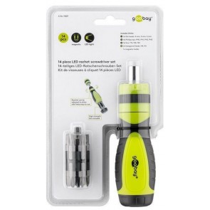 Ročaj z račno in 14 nastavkov za vijačenje + LED osvetlitev