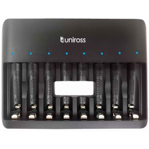 Polnilec baterij 8-kanalni za AA in AAA baterije - 8 neodvisnih kanalov 