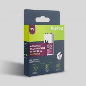 9V Block Li-ion polnilna baterija USB-C 