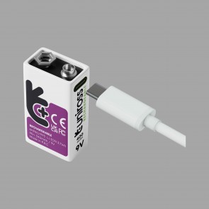9V Block Li-ion polnilna baterija USB-C 