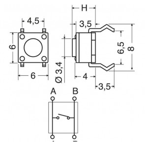 SMD tipka 6x6x4,3